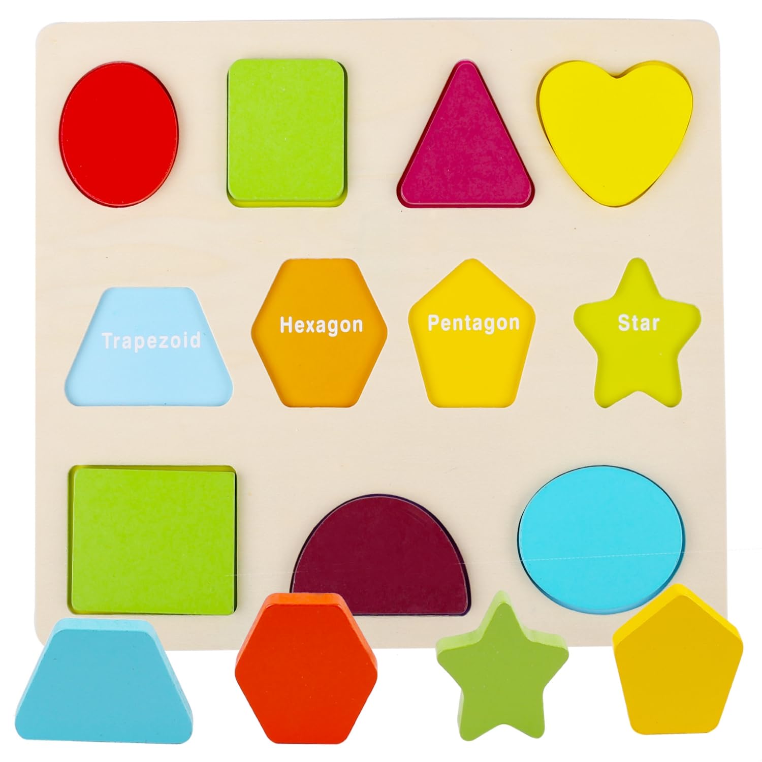 Montessori Wooden Puzzle Set with Letters, Shapes and Numbers Boards
