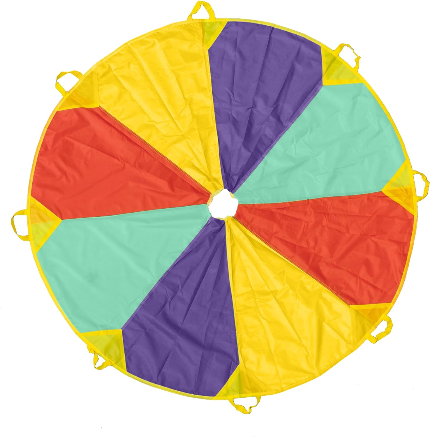 Rainbow Parachute Tent with 8 Handles, 6 Ft Diameter, Boys & Girls