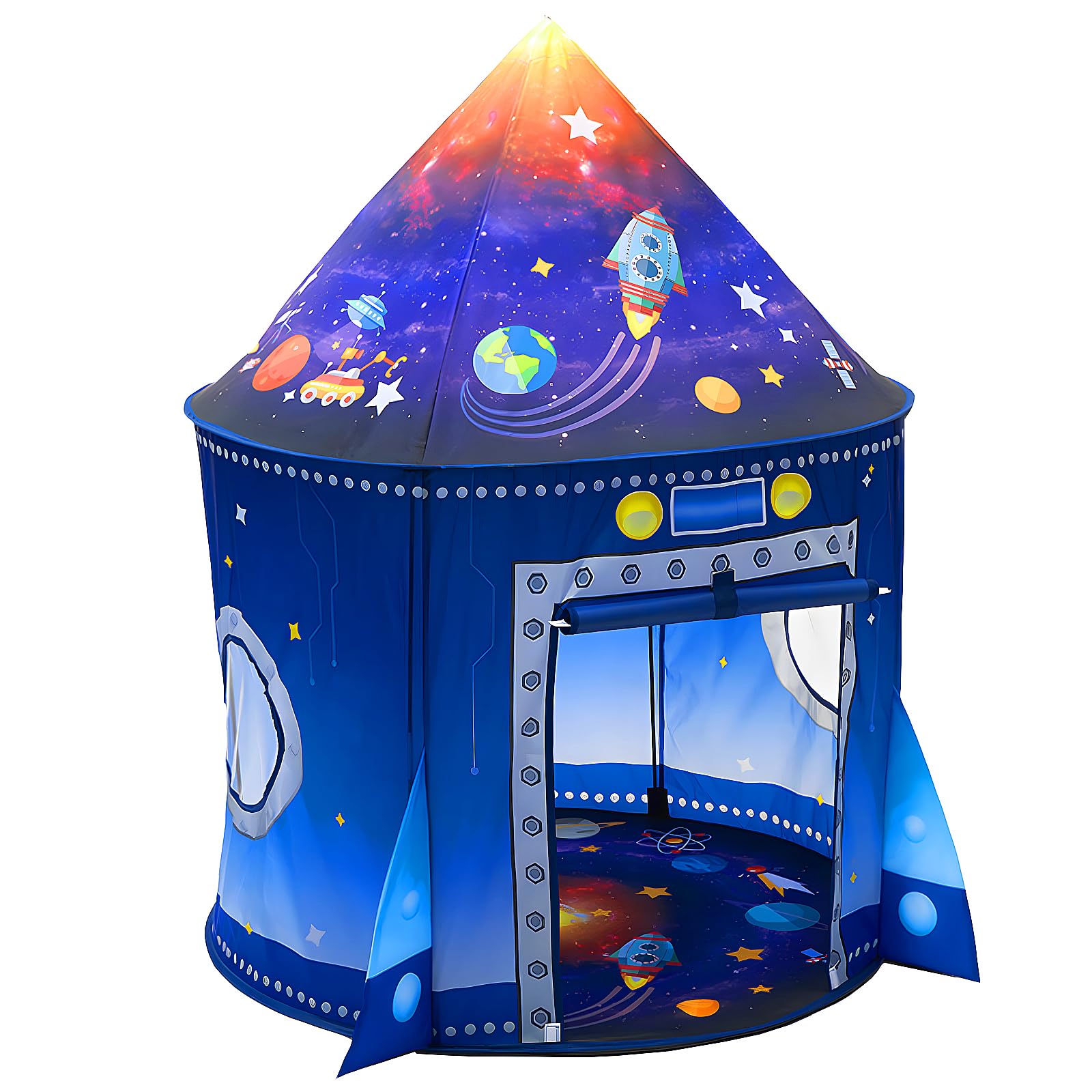 Foldable Rocket-Themed Kids Tent Playhouse for Indoor & Outdoor