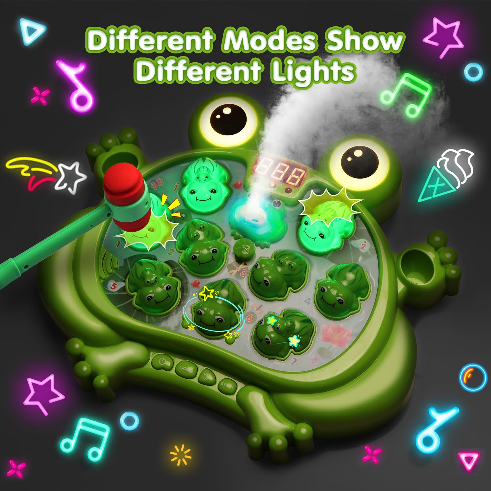Interactive Frog Hammer Toy Light-Up, Spraying, Musical Game