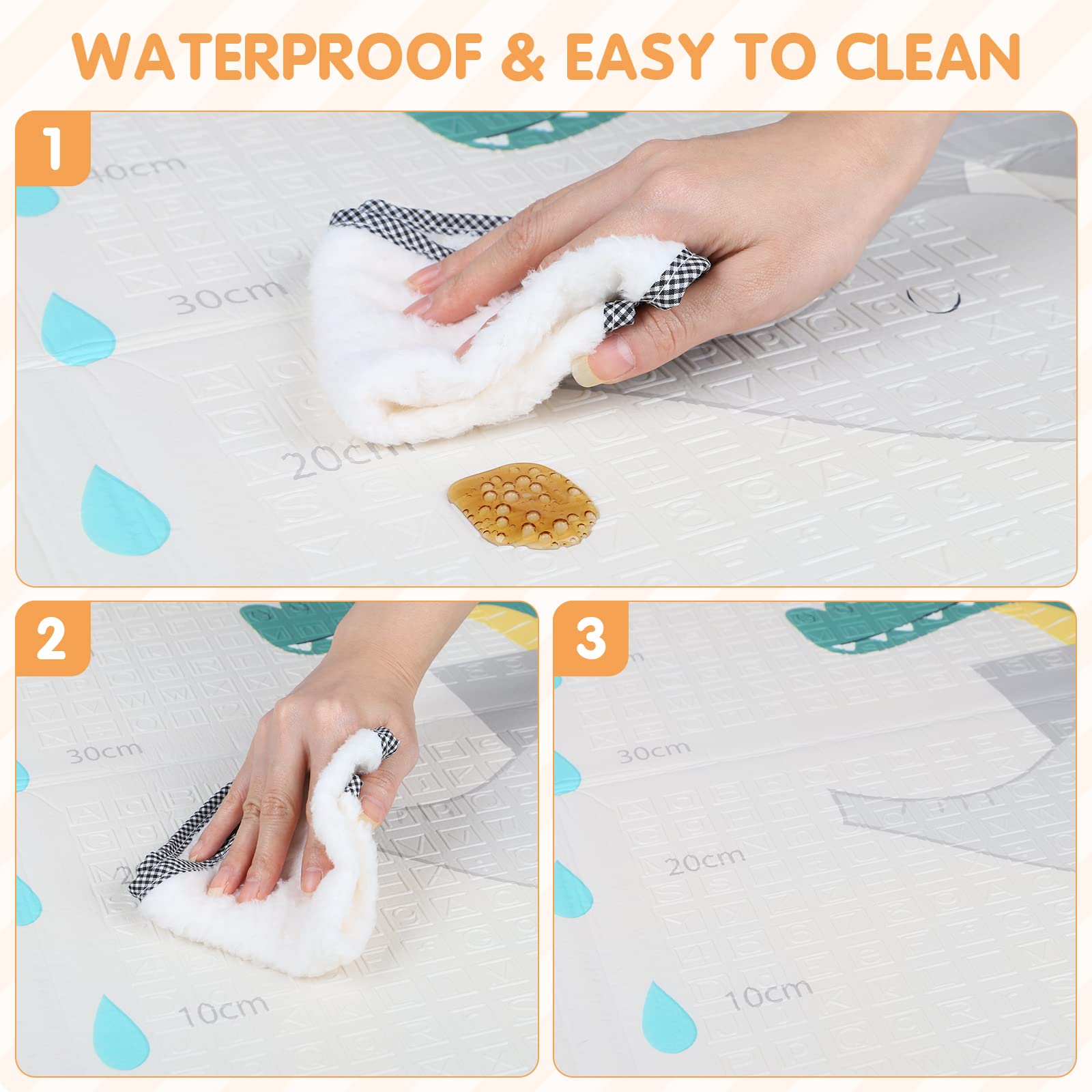 Foldable Baby Play Mat Waterproof Reversible Letters Numbers Foam