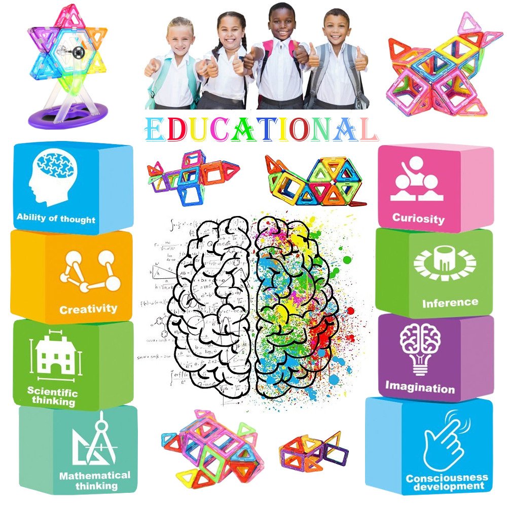 Intelligent Magnetic Building Blocks Set, Multicolor Construction Toy