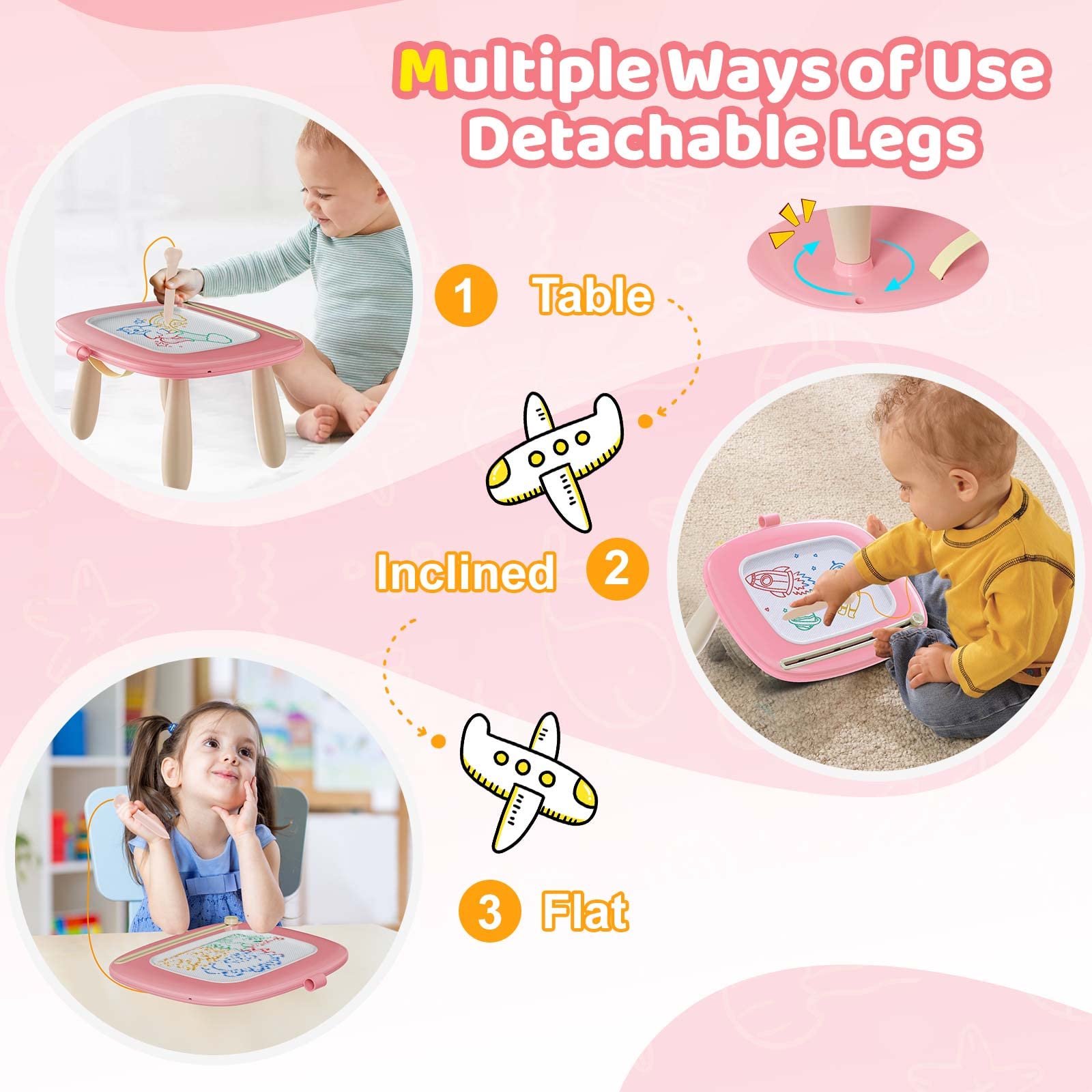 Magnetic Drawing Pad with Detachable Legs for Toddlers Age 1-3