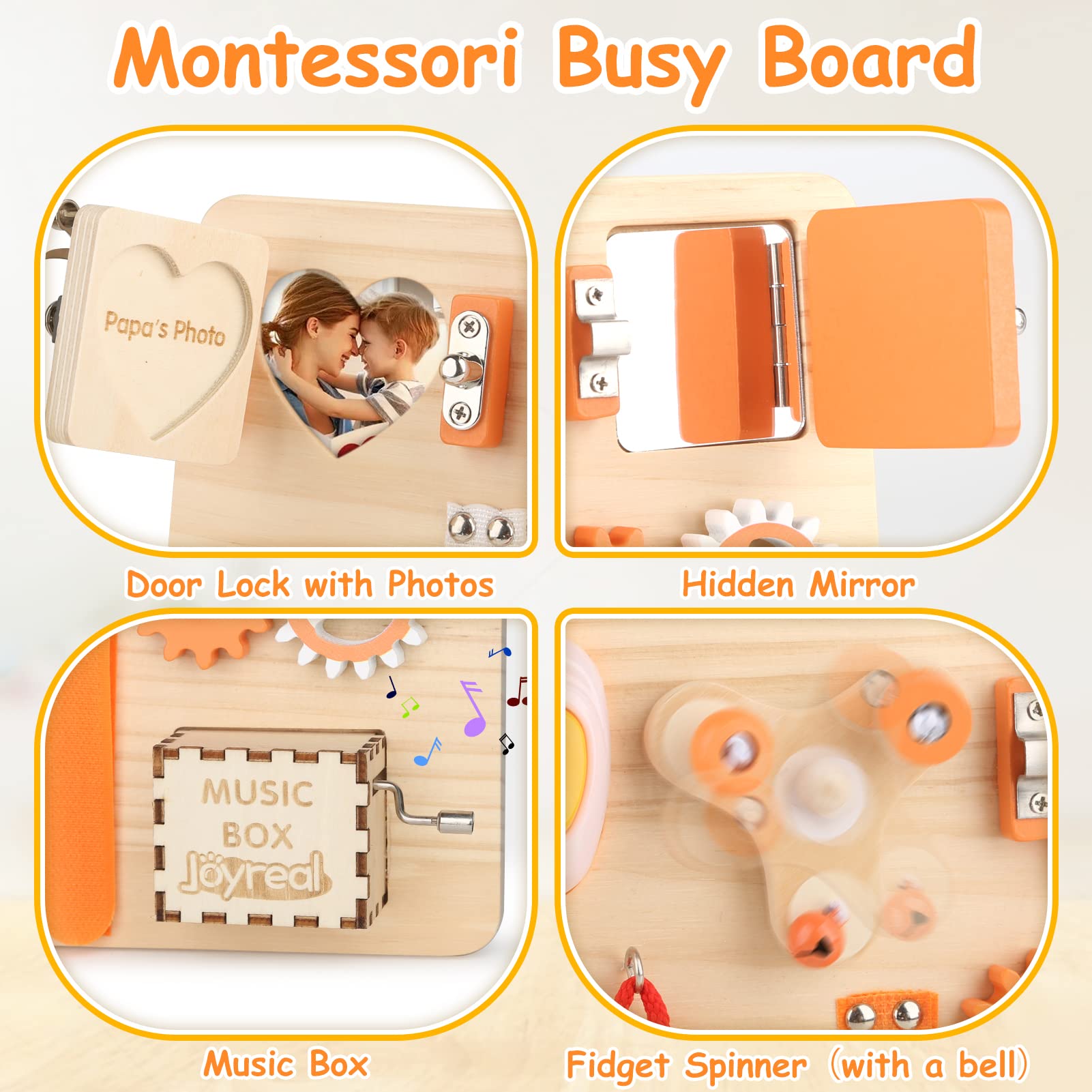 Montessori Busy Board - Interactive Activity Panel for Toddlers 1-3