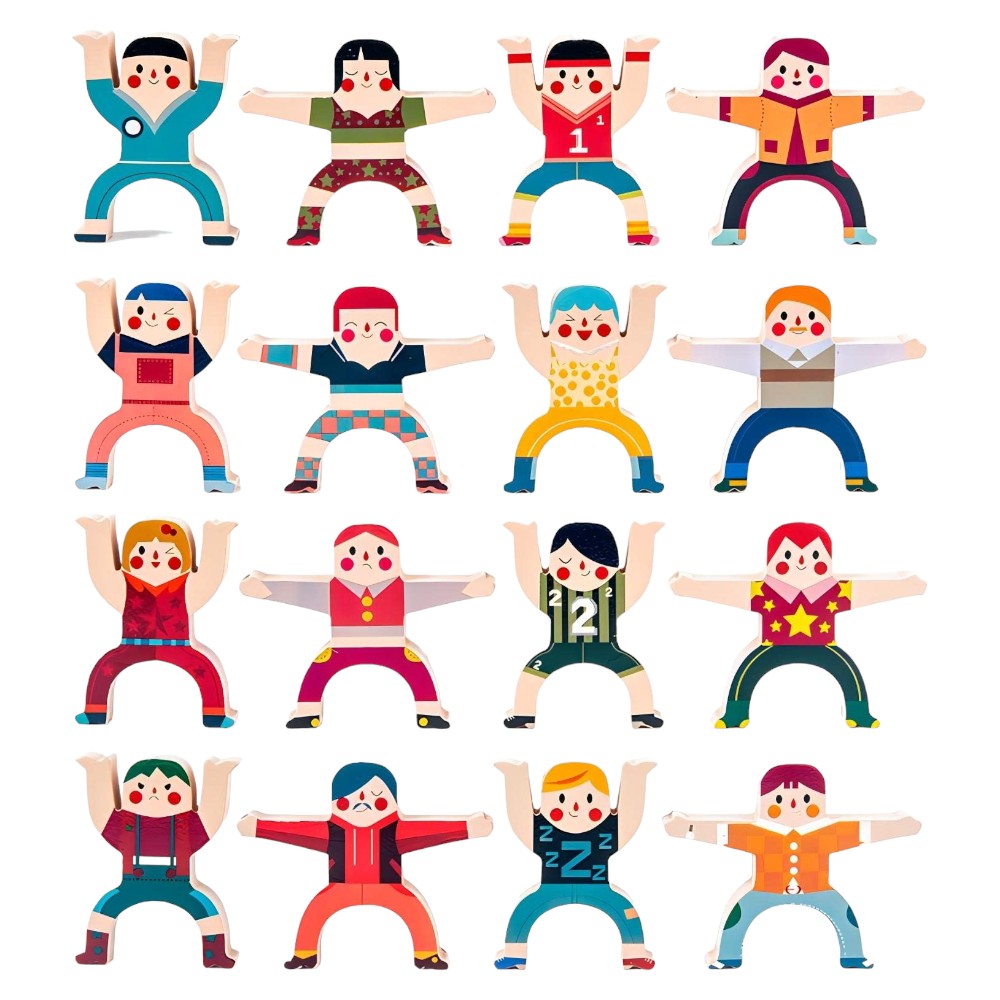 16-Piece Wooden Stacking Balance Game for Toddlers & Kids 3+