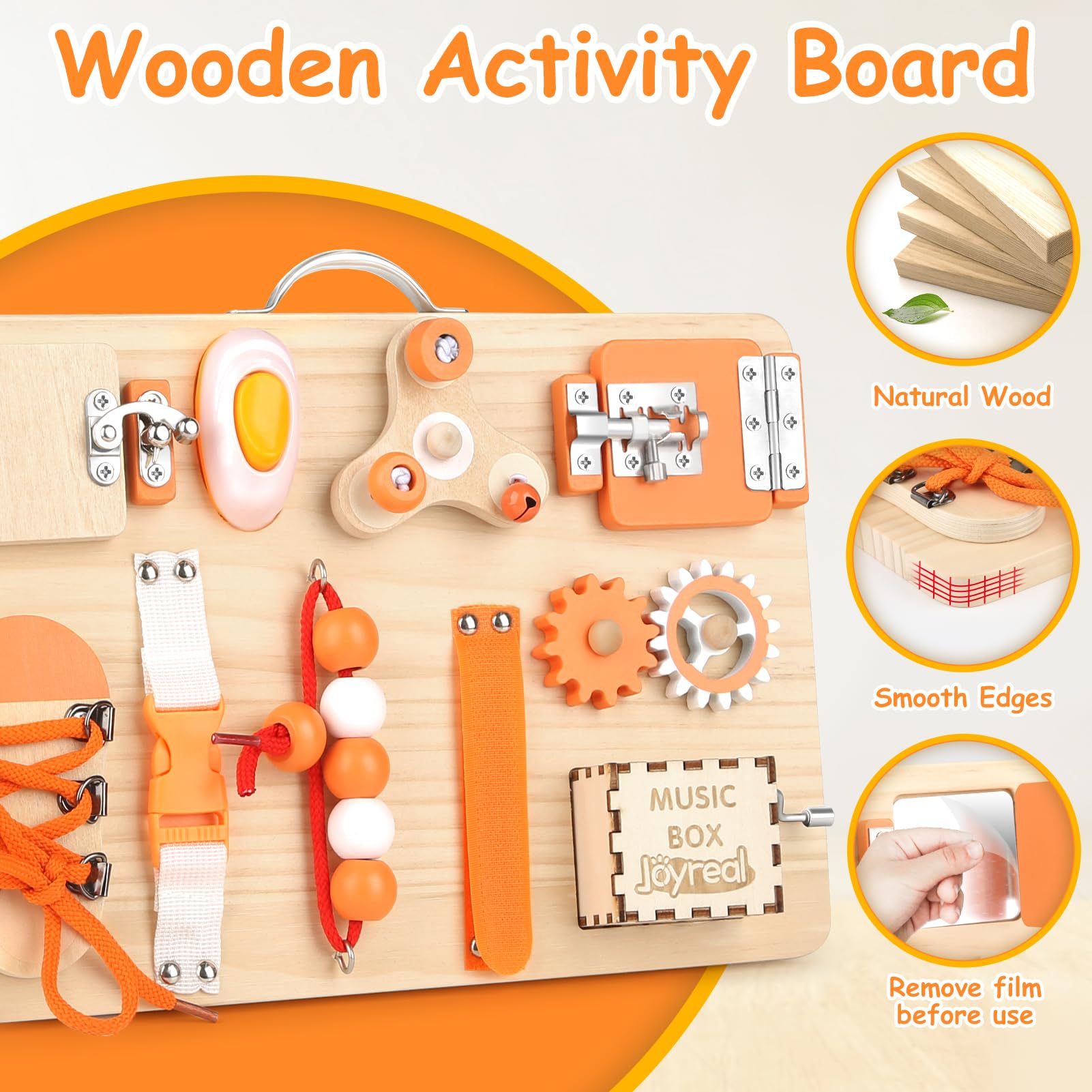 Montessori Busy Board - Interactive Activity Panel for Toddlers 1-3