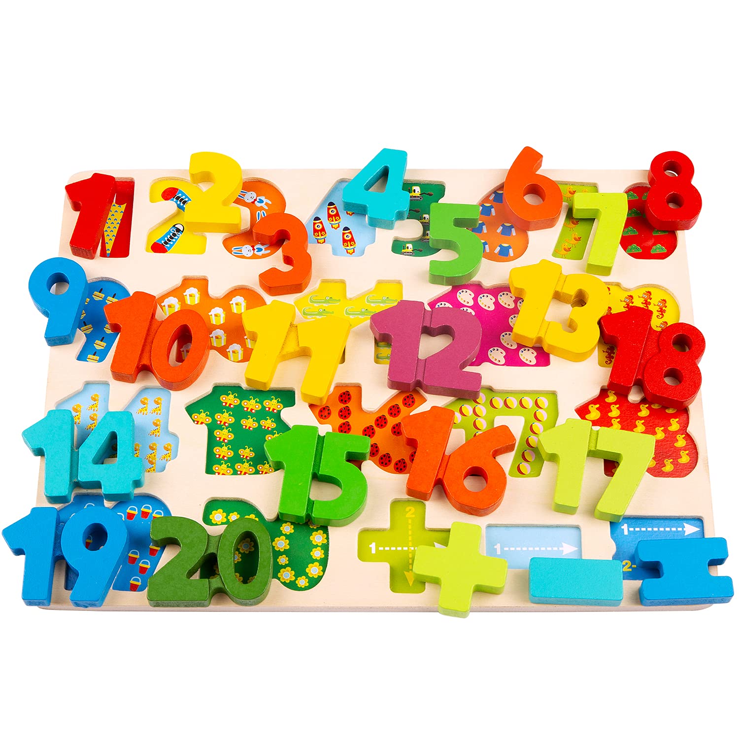 Montessori Wooden Puzzle Set with Letters, Shapes and Numbers Boards