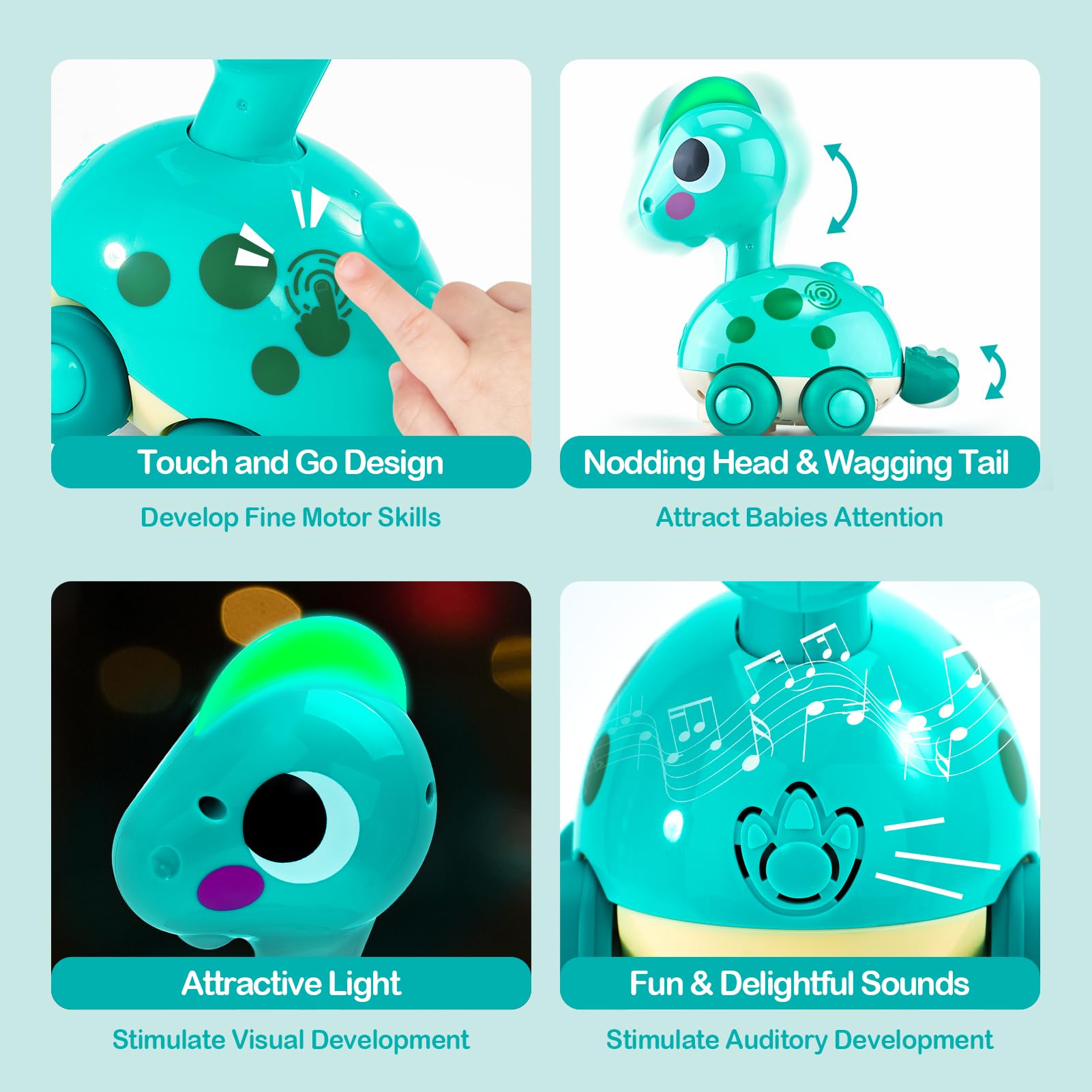 Montessori Musical Crawling Dinosaur Toy Toddlers with Lights Sounds