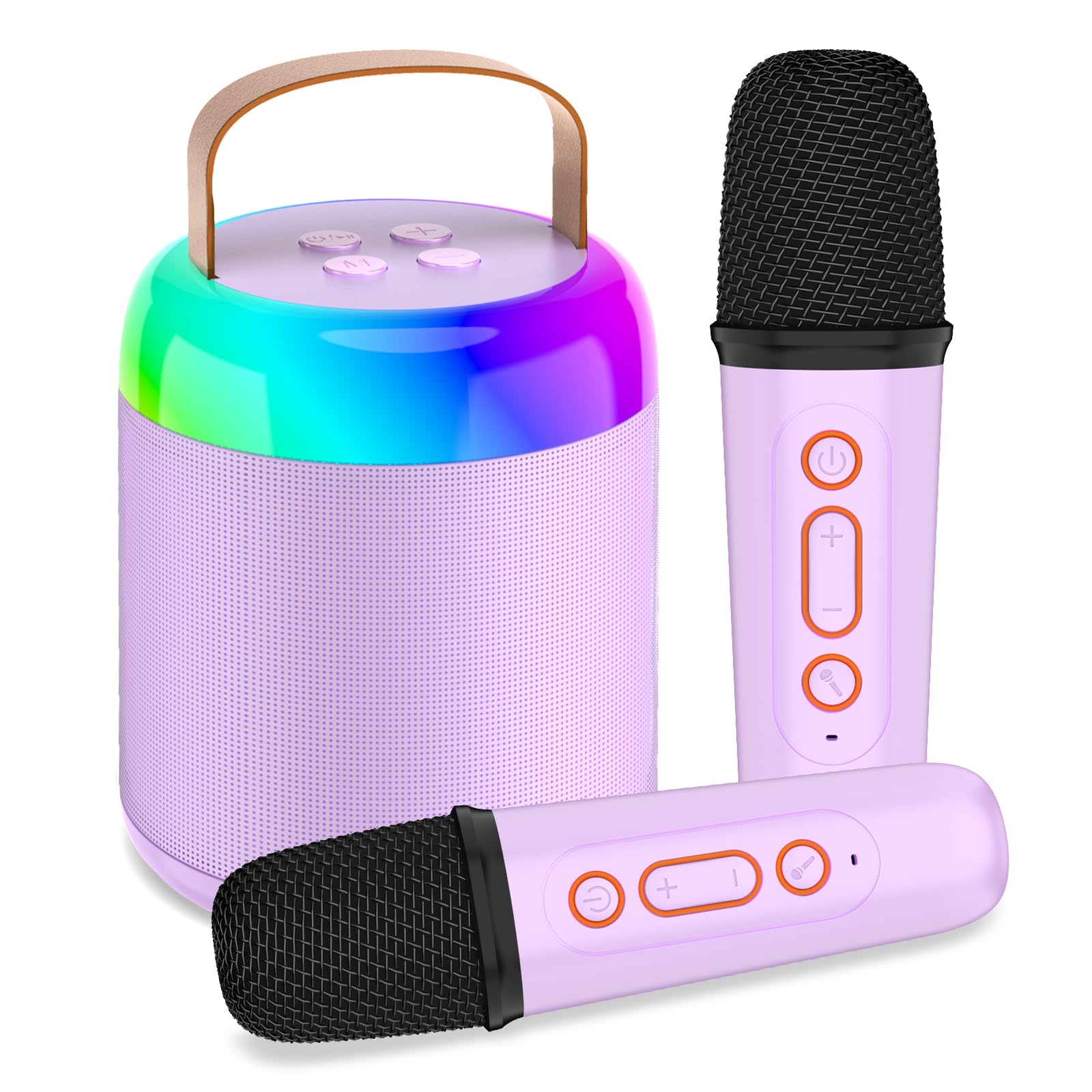 Wireless Kids Karaoke Machine with Dual Mics, LED Lights, and Speaker