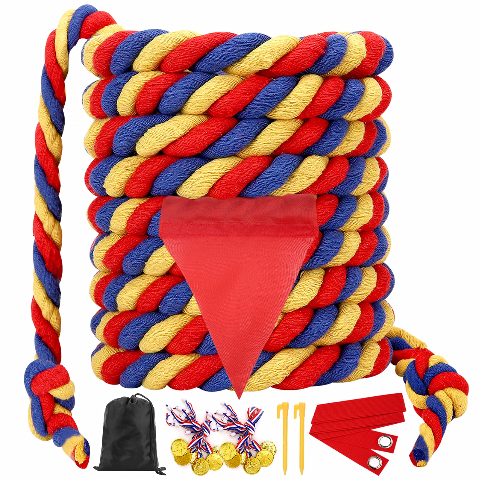 Tug of War Rope with Medals & Whistle for Outdoor Games