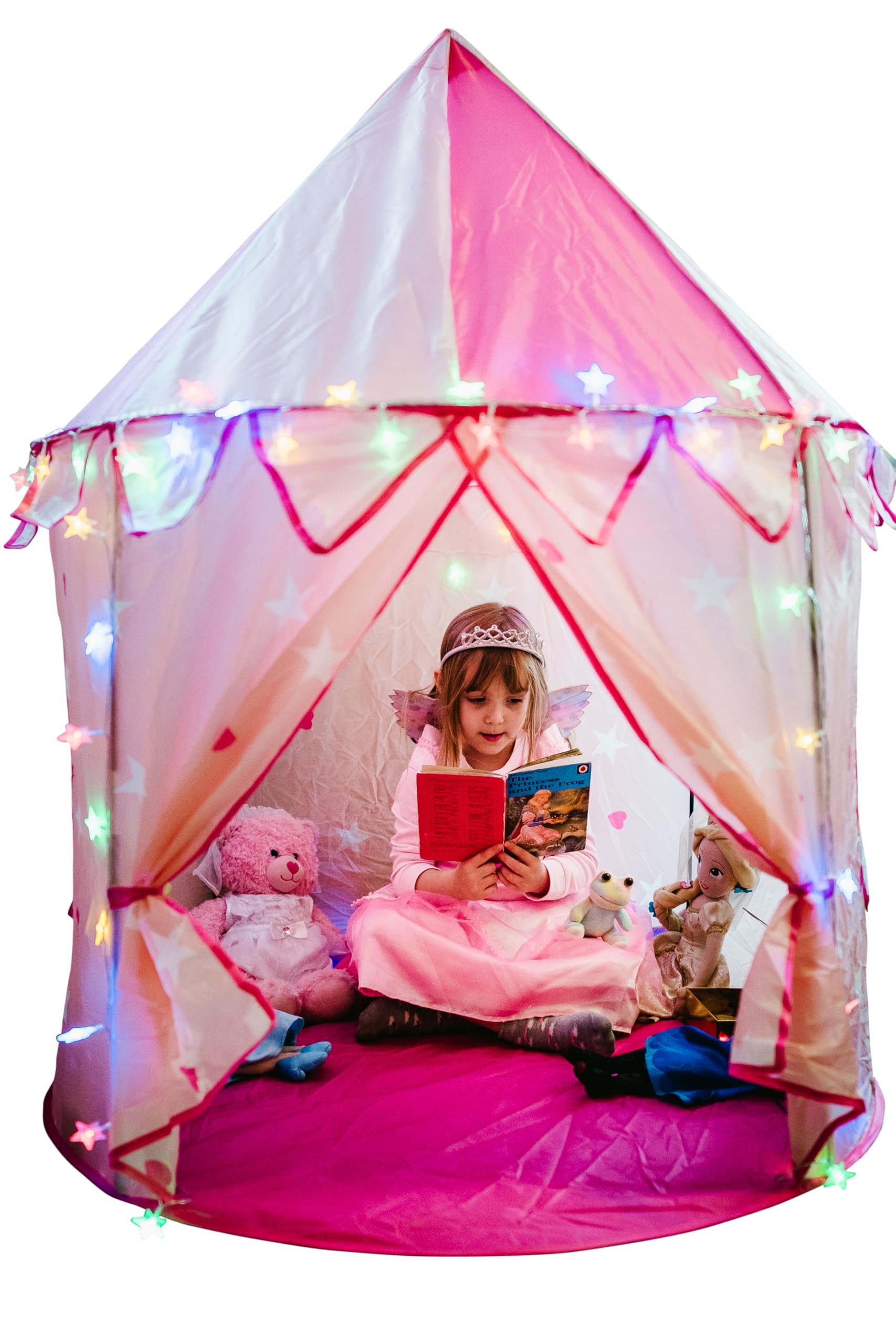 Princess Castle Play Tent with Colorful Star Lights Outdoor and Indoor