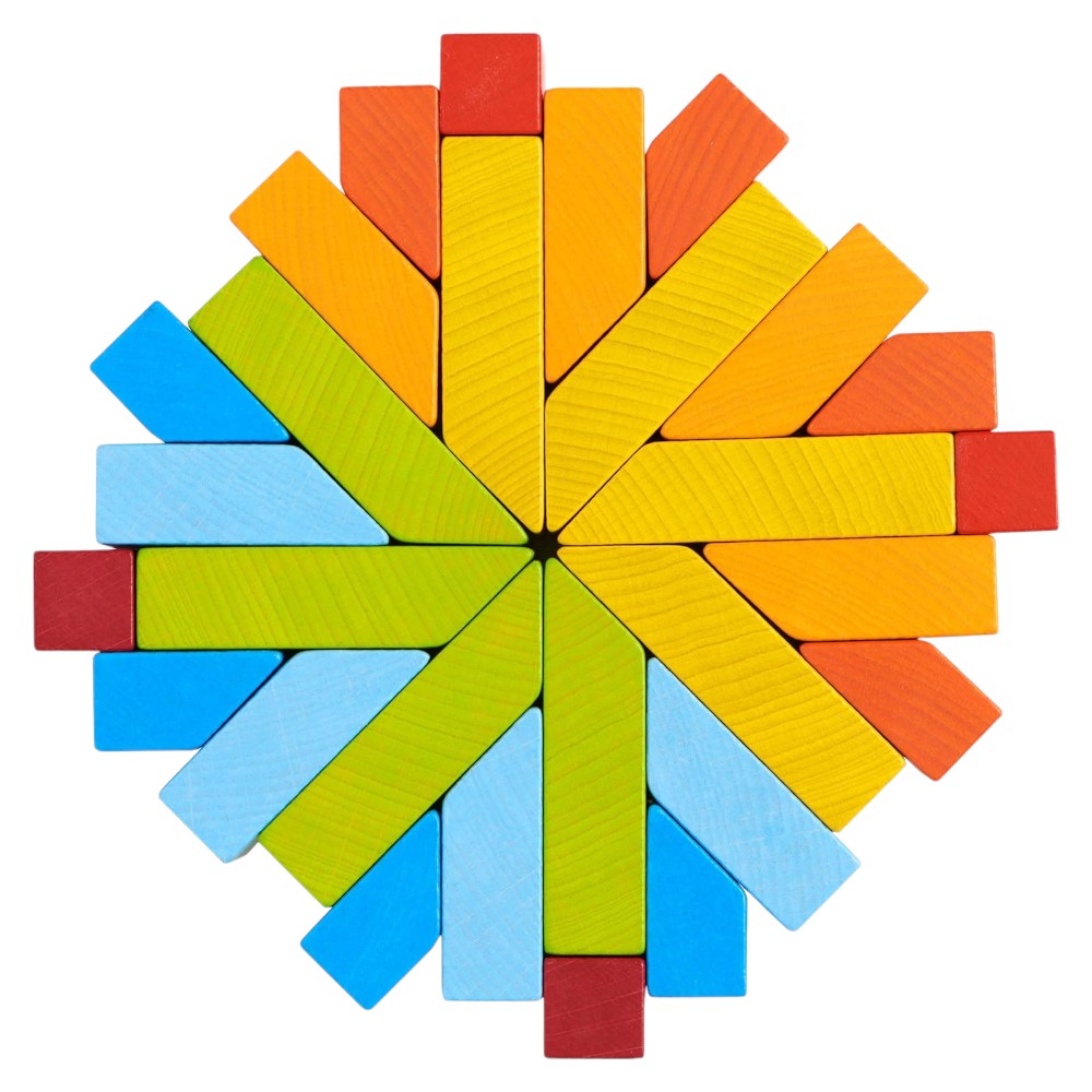 Wooden 3D Stacking Blocks 28 Pieces STEM Toy for Kids 2+ Multicolor