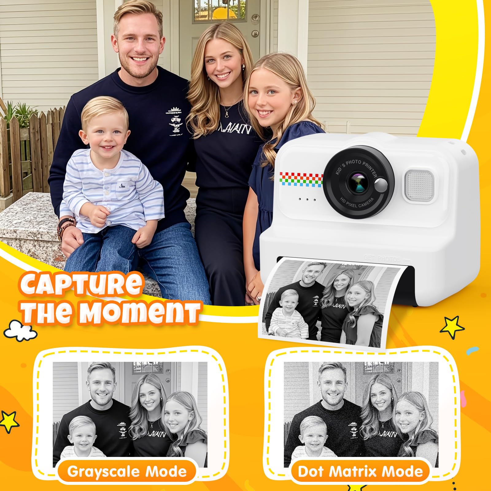 Instant Print Kids Camera with 1080P Video, Filters, 32GB Card & Paper