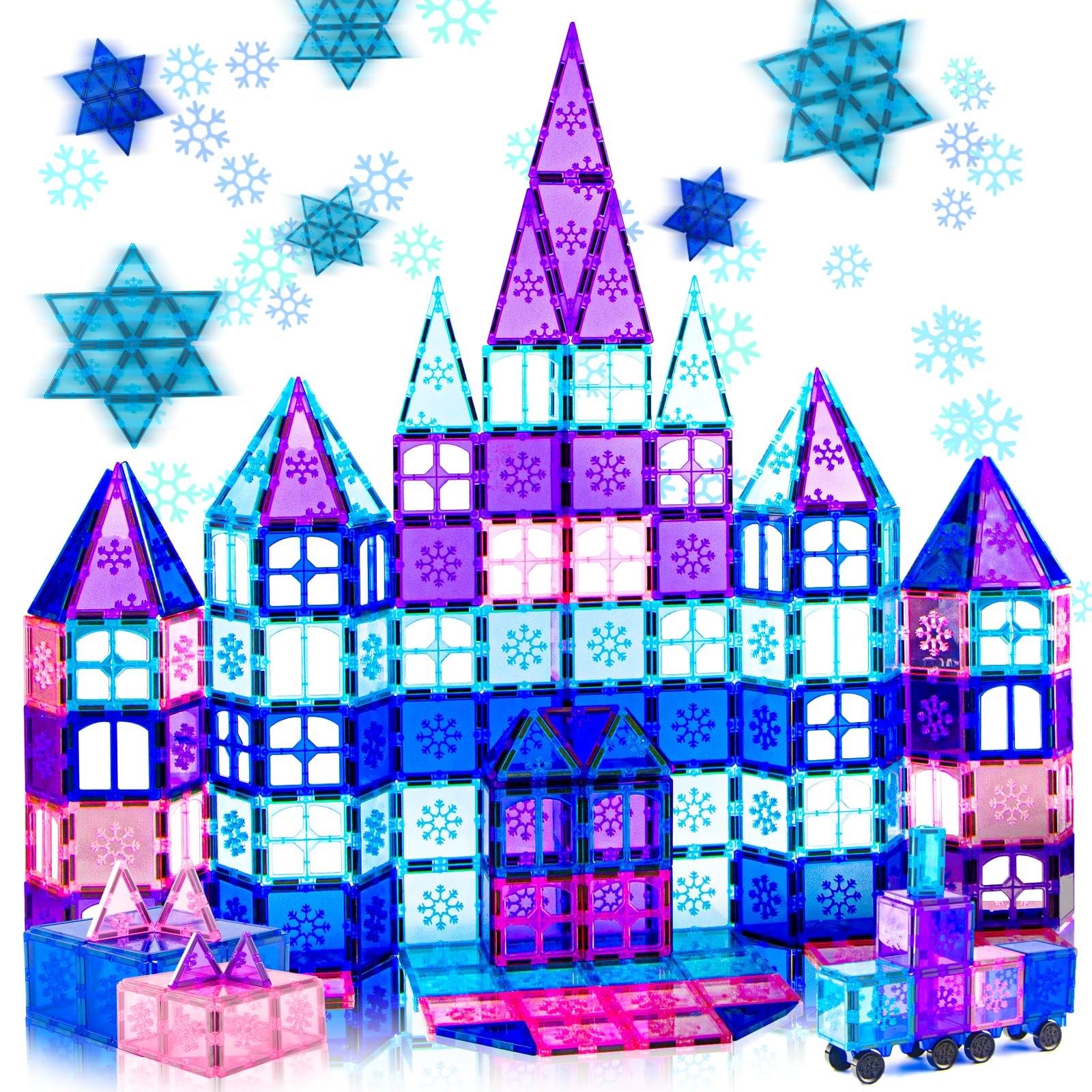 Magnetic Tiles Set 100PCS, Girls Building Blocks Toy 3D Castle