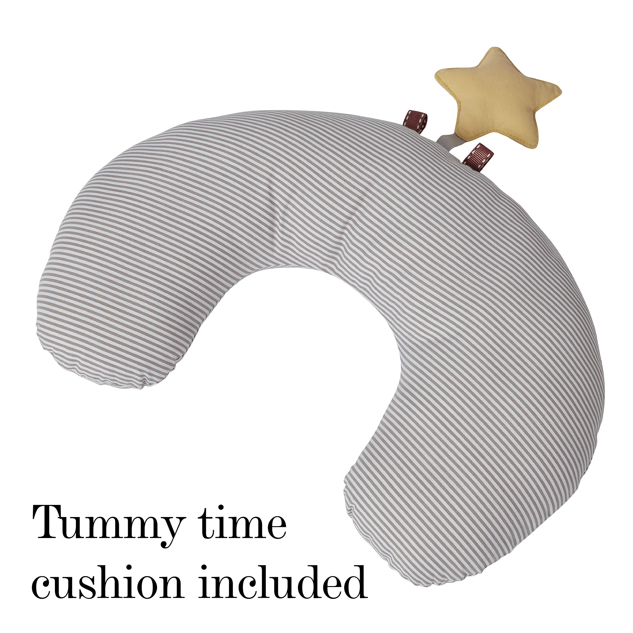 Organic Cotton Cozy Baby Playmat with Mirror, Tummy Pillow and 6 Toys