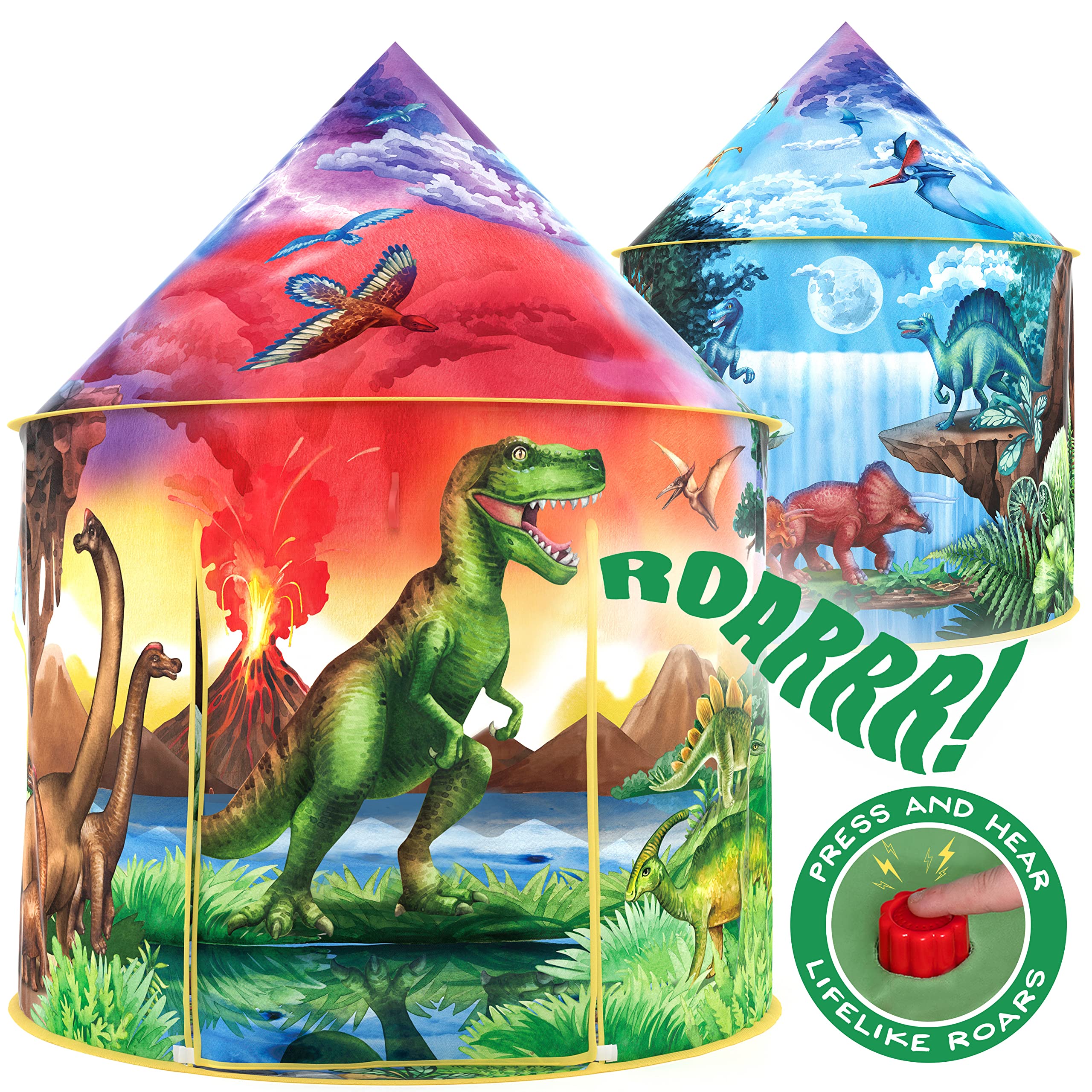 Dinosaur Play Tent for Kids Indoor & Outdoor with Roaring Sound Button