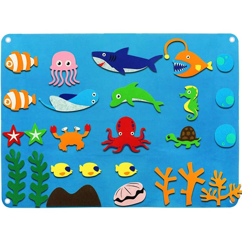 Interactive Felt Board with Zoo, Sea, Farm, Space Themes for Kids