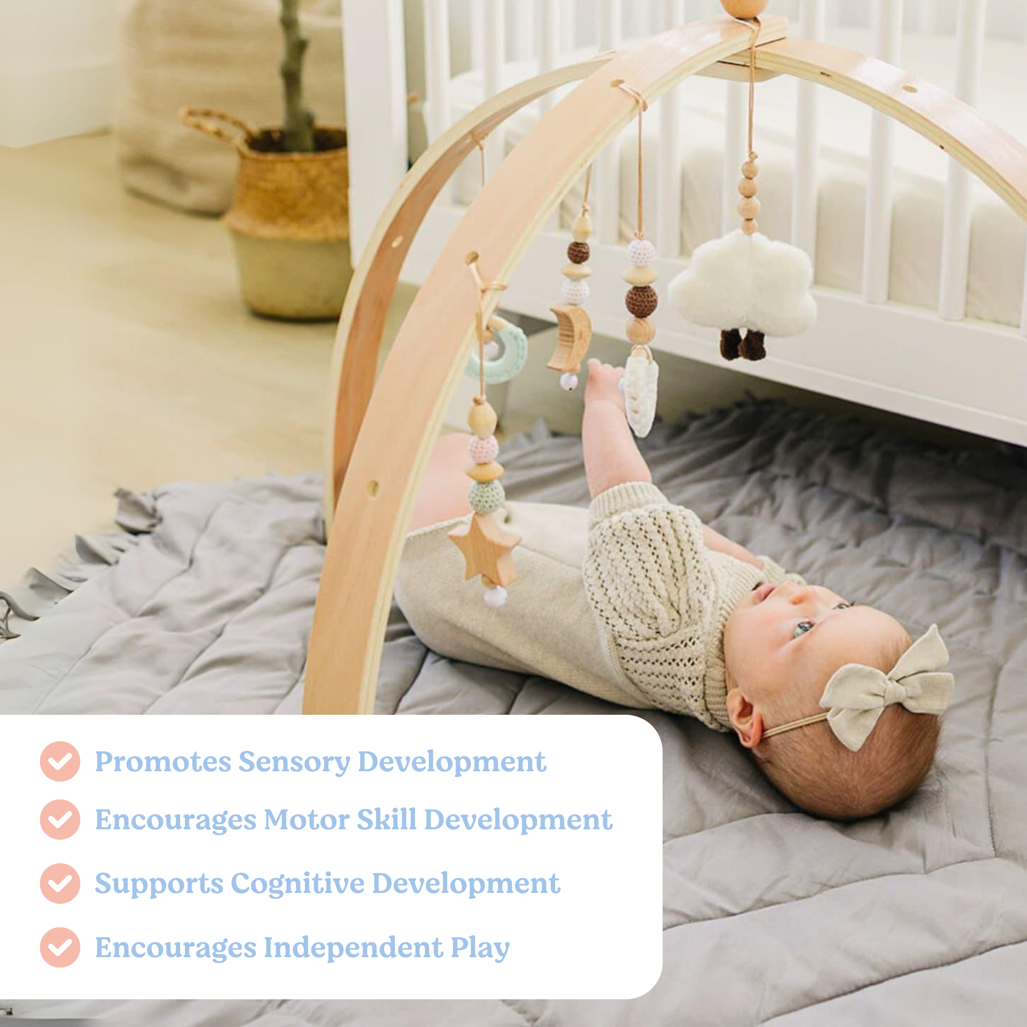 Play Arch Baby Gym with Hanging Toys, Multi-Texture Attachments