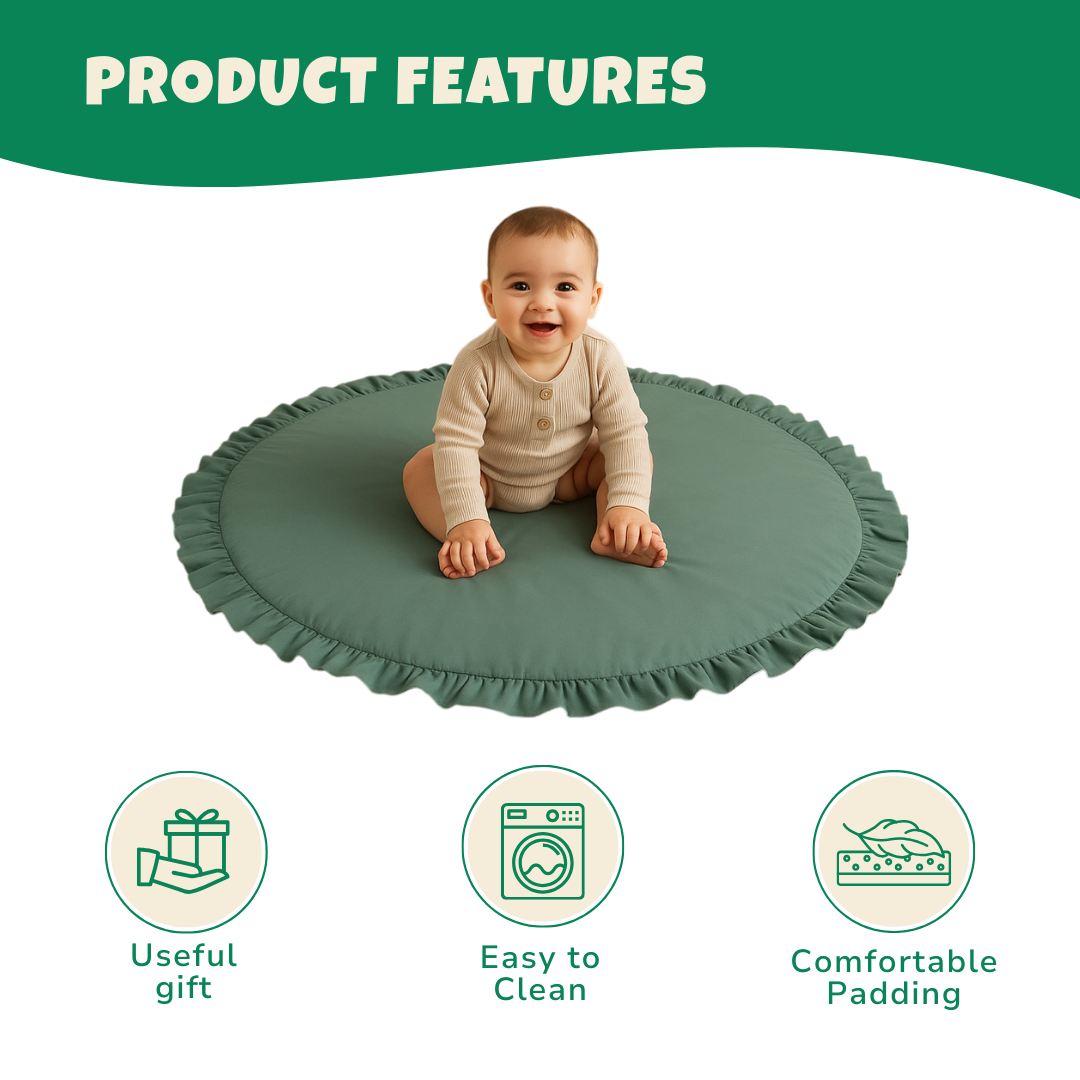Round Cotton Play Tent Mat, Soft Nordic-Style Cushion for Kids’ Rooms