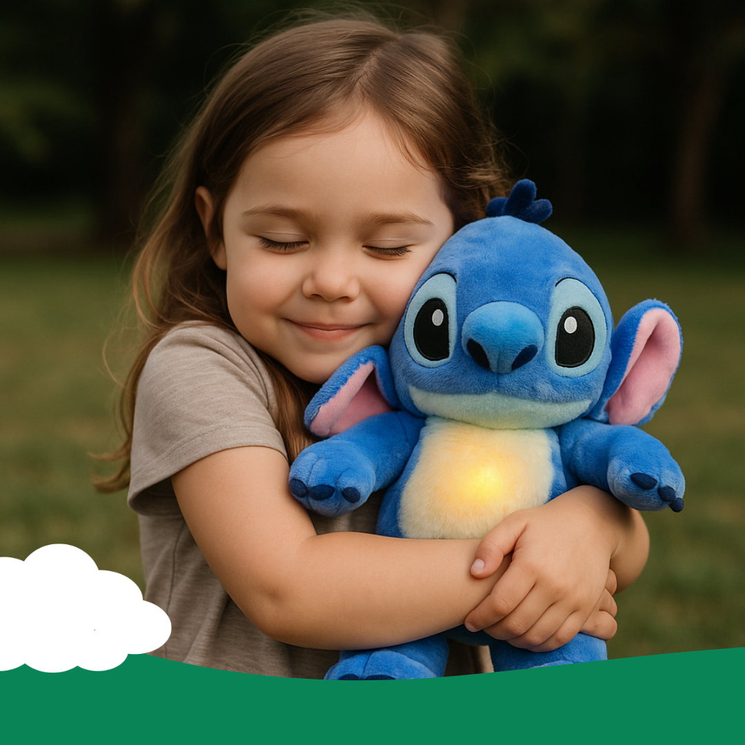 Blue Stitch-Inspired Breathing Plush Toy with Soothing Light and Sound