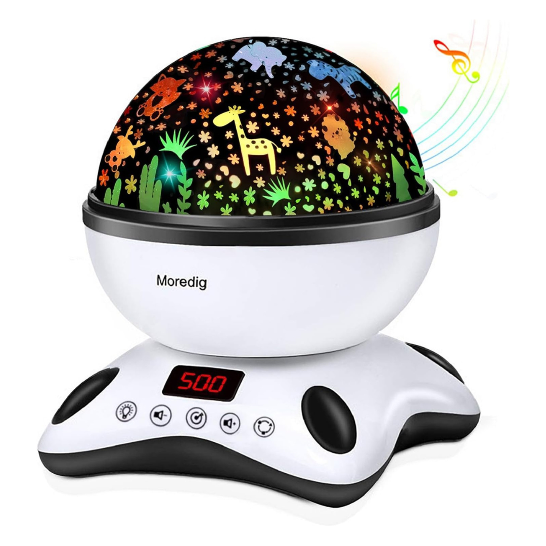 Musical Baby Night Light Projector with 8 Colors & Timer