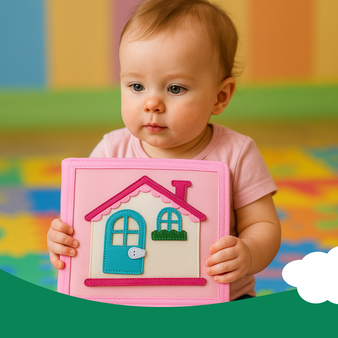 Montessori Activity Book, Removable Shapes, Pink House/Green Farm