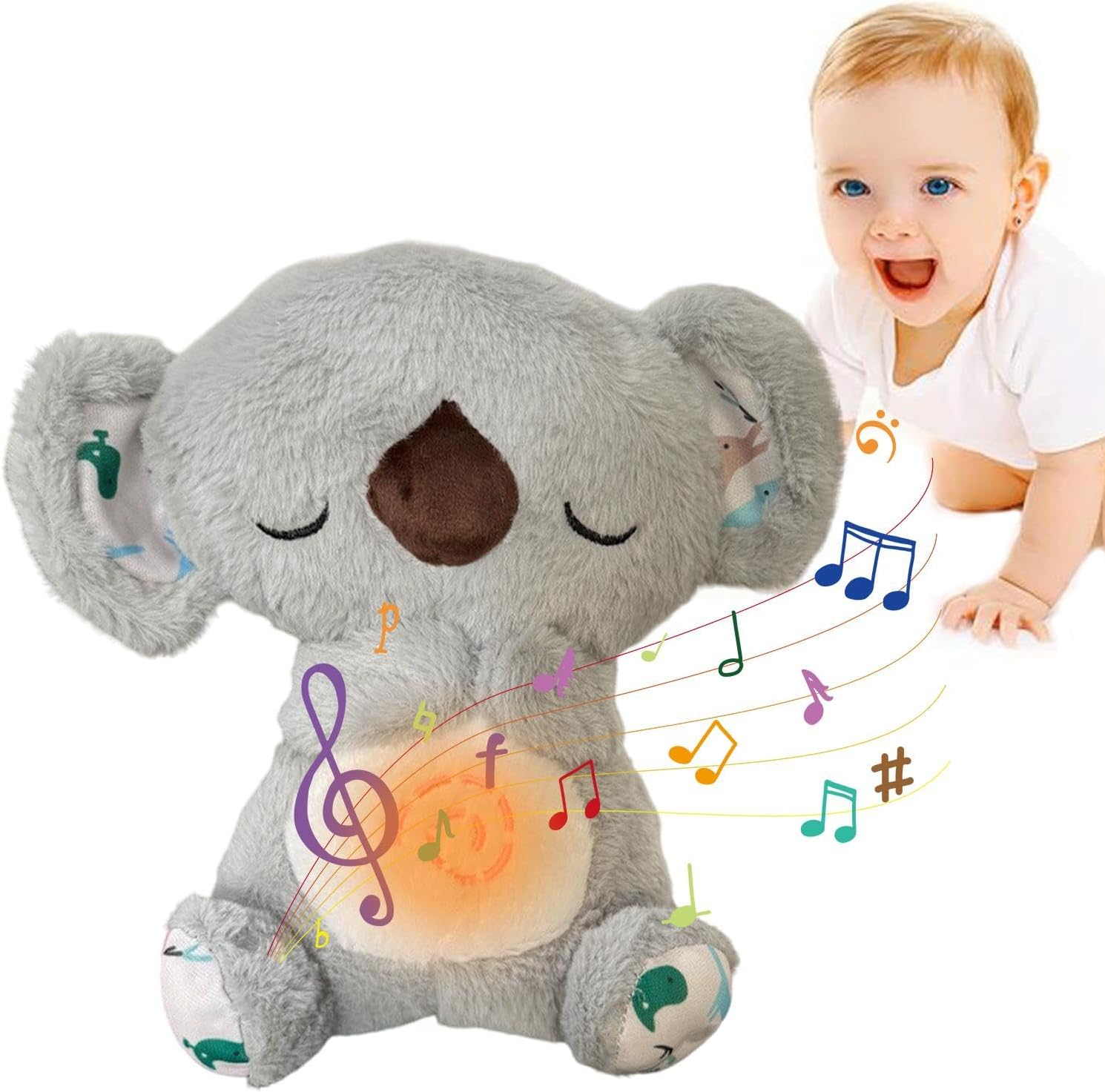 Breathing Koala Cuddly Plush, Soothing Stuffed Animal for Babies