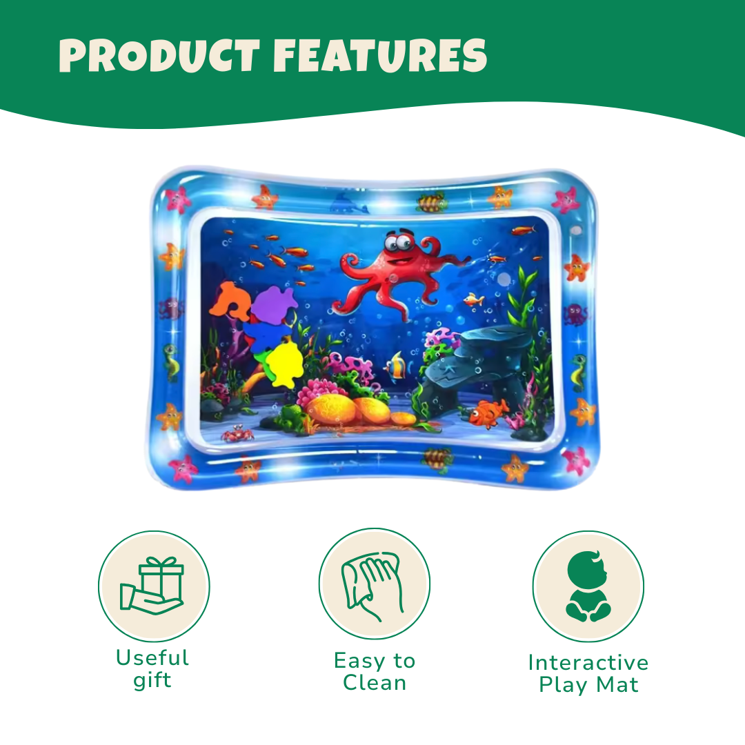 Inflatable Tummy Time Water Mat for Babies, 26×20in Sensory Surface