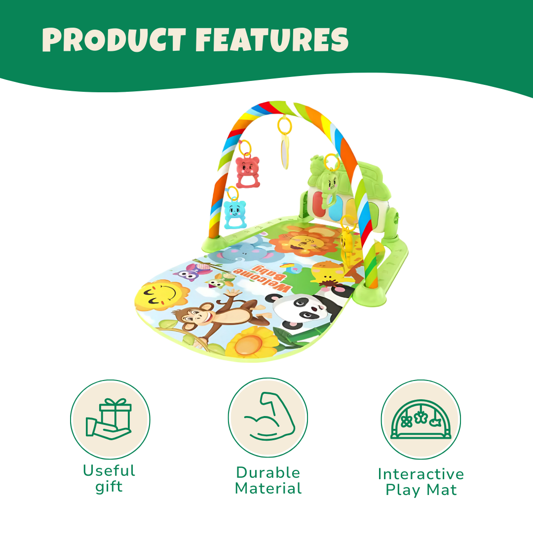 Baby Activity Gym with Kick Piano, Hanging Toys 0-36 Months Jungle