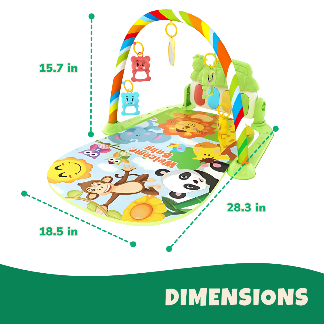 Baby Activity Gym with Kick Piano, Hanging Toys 0-36 Months Jungle