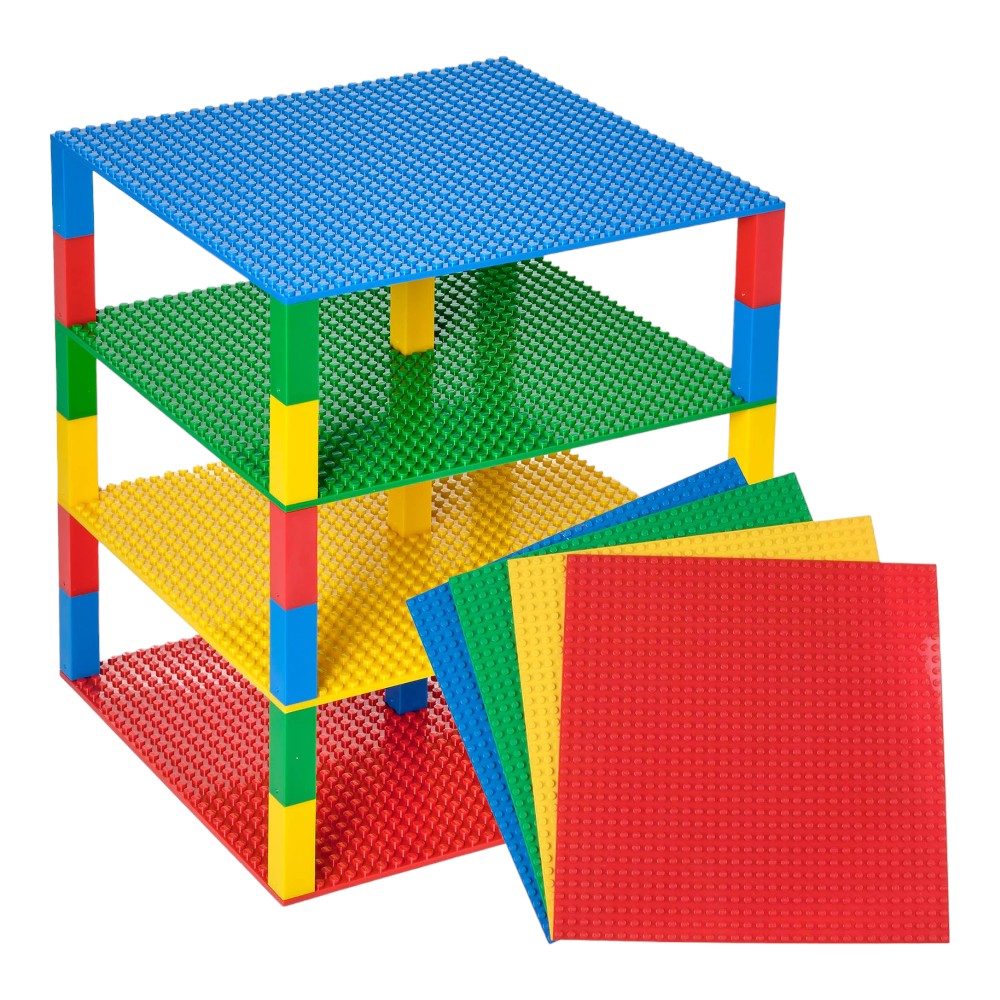 Stackable 10x10 Baseplate Tower Set with 4 Baseplates and 30 Stackers