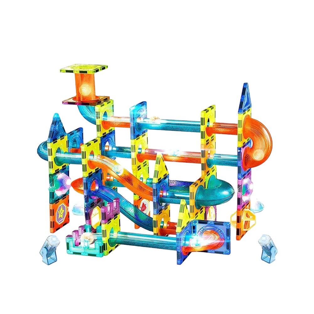 69-Piece Magnetic Marble Run Set with Flash Roll Ball for Kids