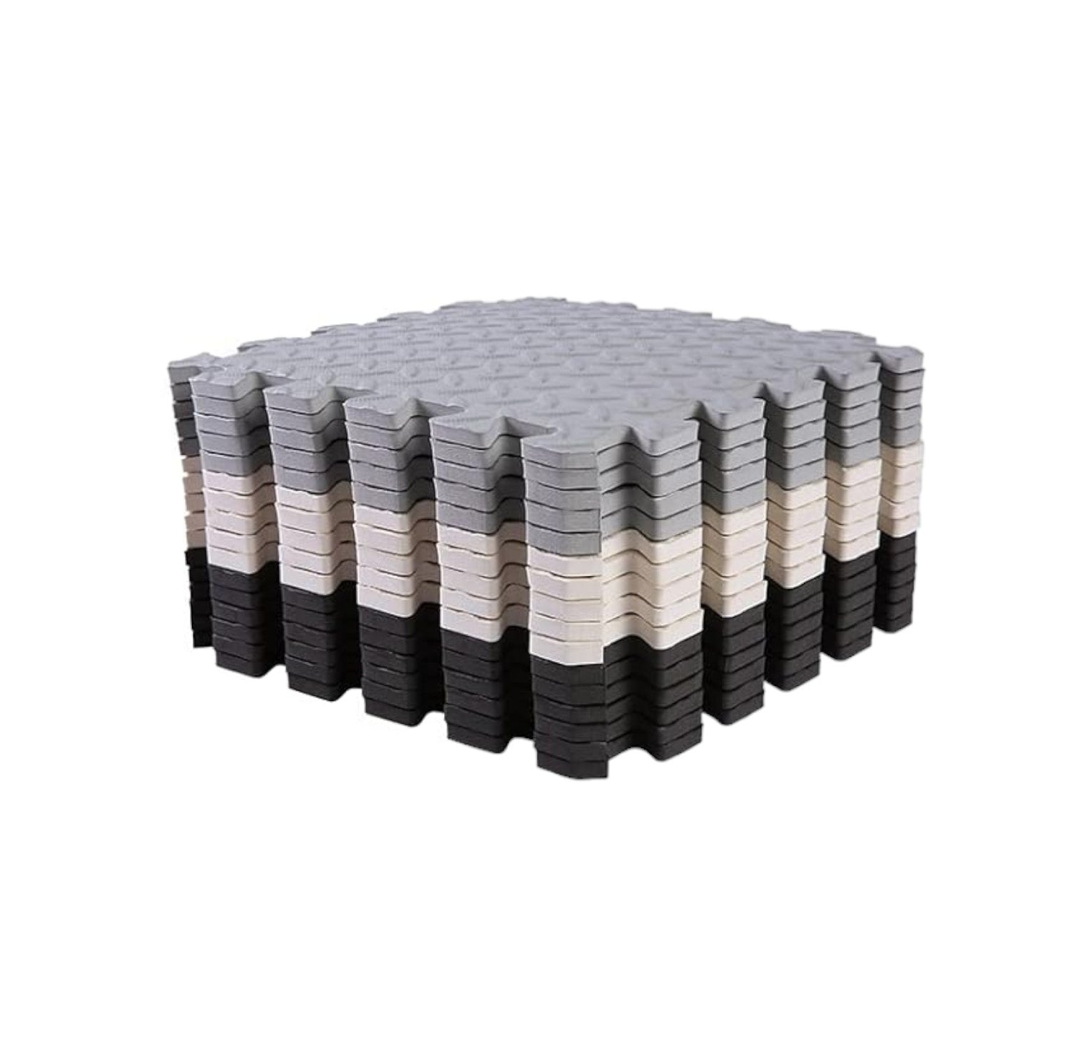 16-Piece Interlocking Foam Play Mats, Grey, White & Black for Kids