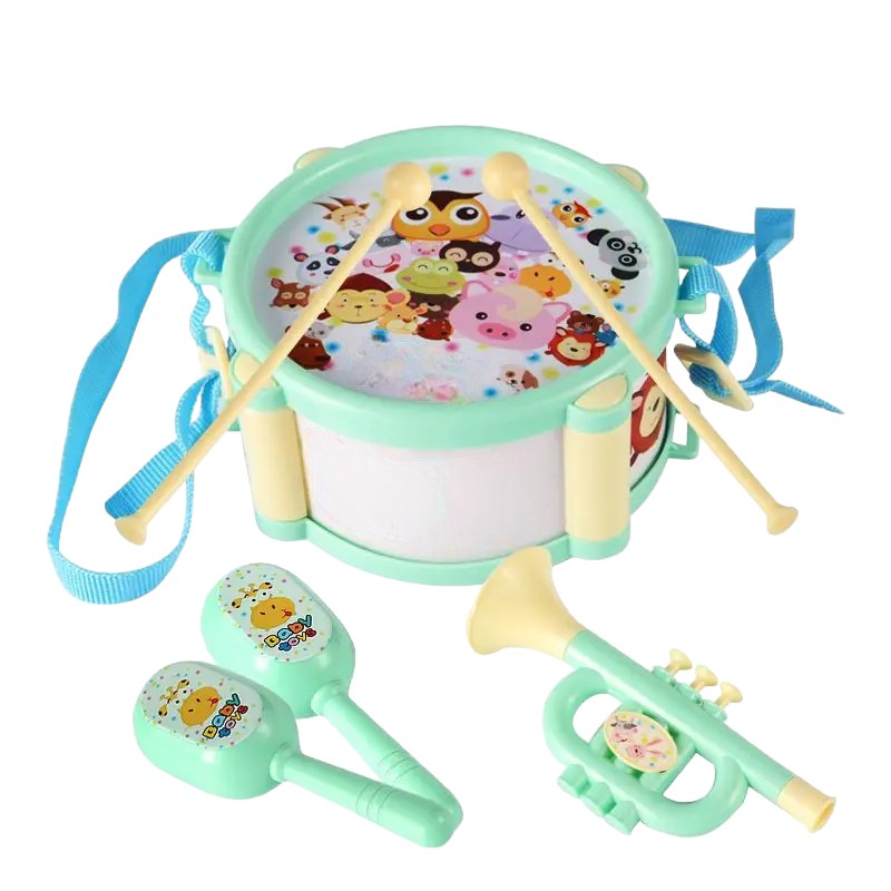 Double-Sided Baby Drum with Hand Tapping, Waist Strap & Trumpet
