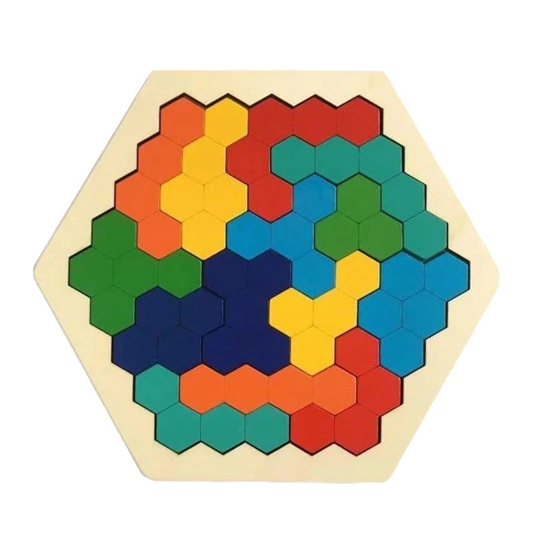 Hexagon Tangram Puzzle Wooden Logic & Spatial Game