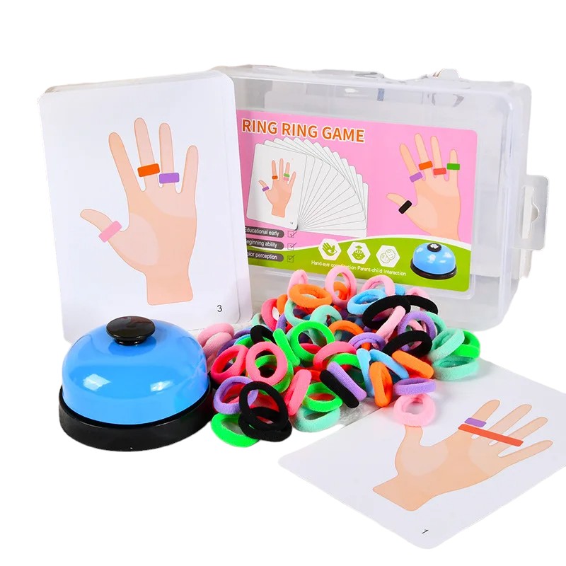 Colorful Elastic Ring Game with Storage Box and Cards