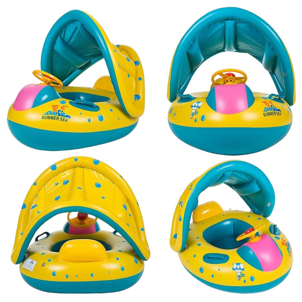 Inflatable Baby Pool Float with Sunshade 18 to 36 months