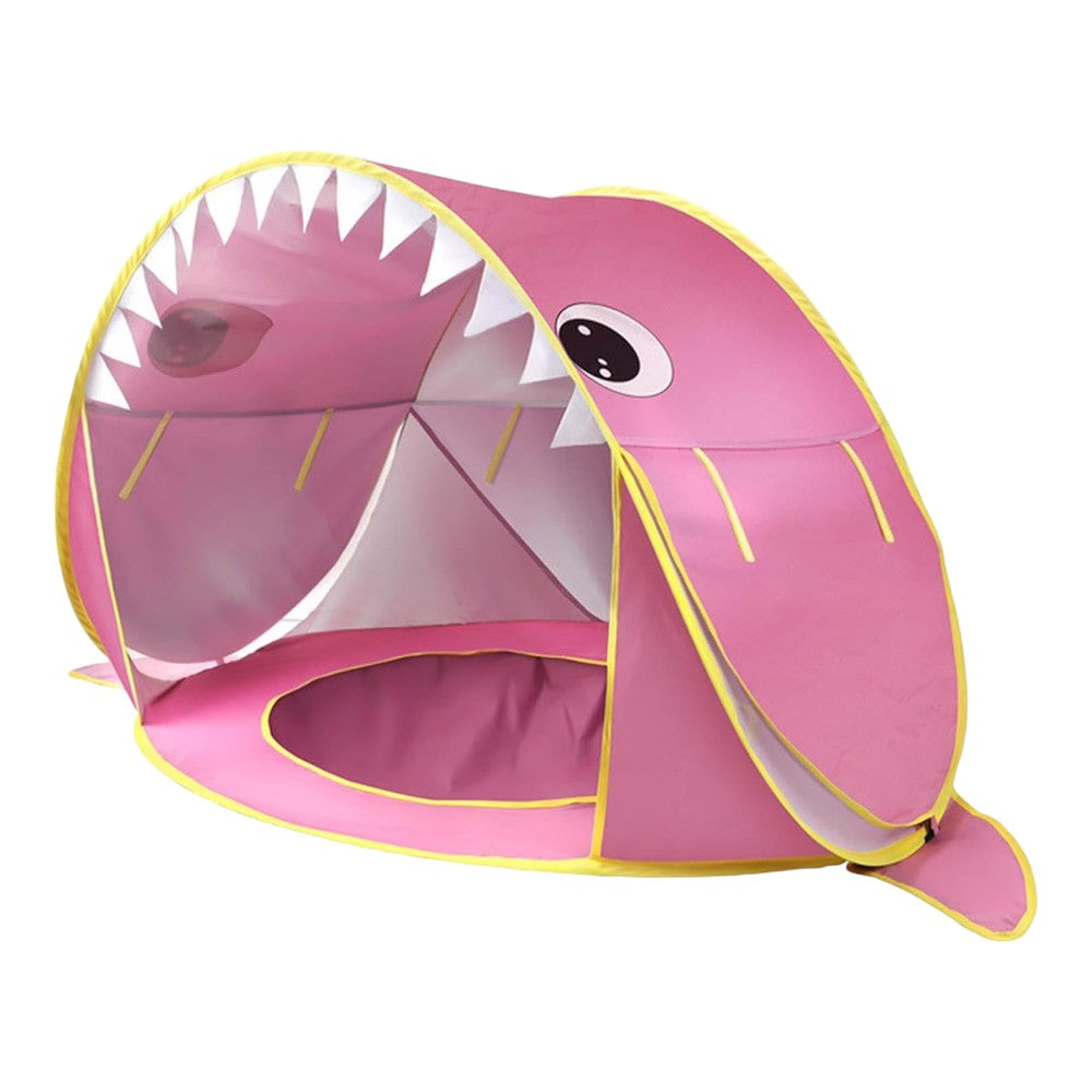 Shark Head Design Baby Beach Tent with Water Pool, Blue & Pink