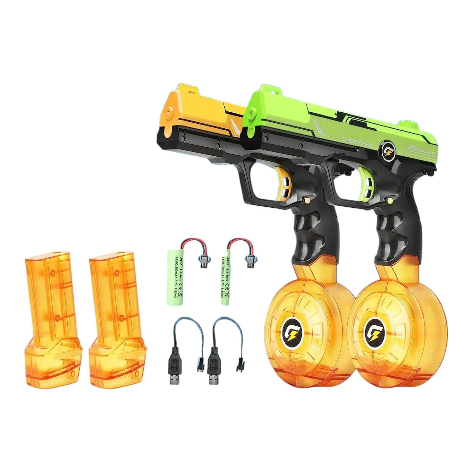 Rechargeable Electric Water Guns, 2-Pack with 500cc Magazines