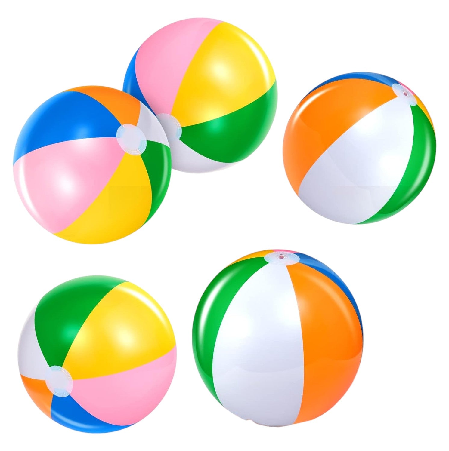 60cm Inflatable Beach Balls, 5 Pack Multicolor Set