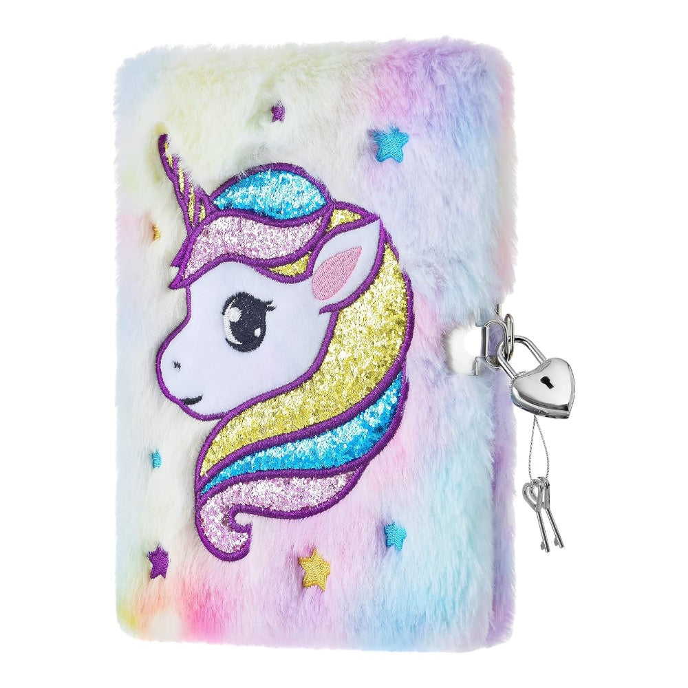 Plush Locking Diary with Gel Pen, Keychain & Bracelets – Soft Cover