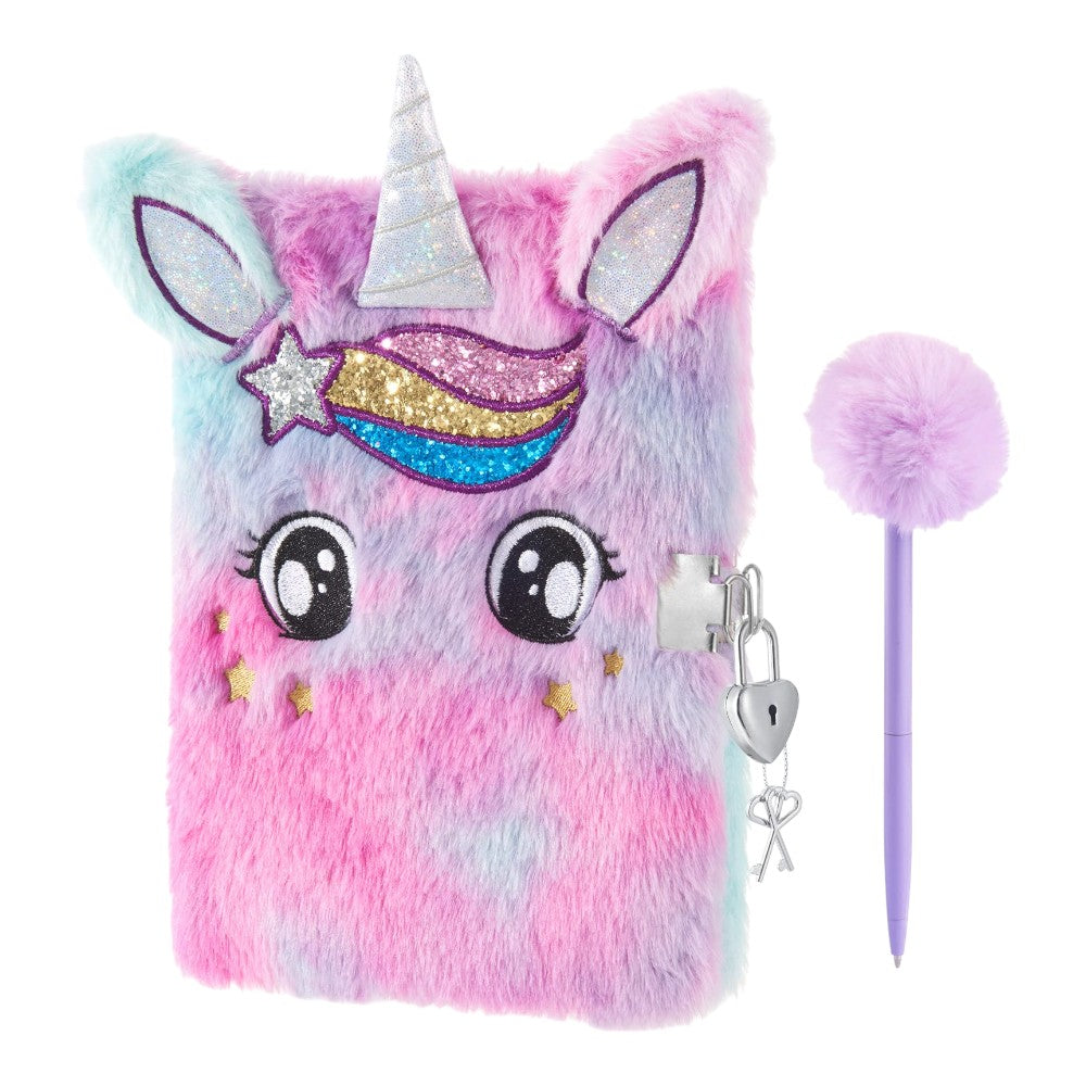 Plush Locking Diary with Gel Pen, Keychain & Bracelets – Soft Cover