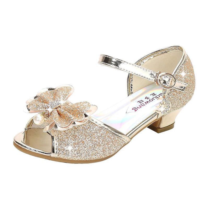 Princess Heeled Sandals for Girls - Glitter & Buckle Design