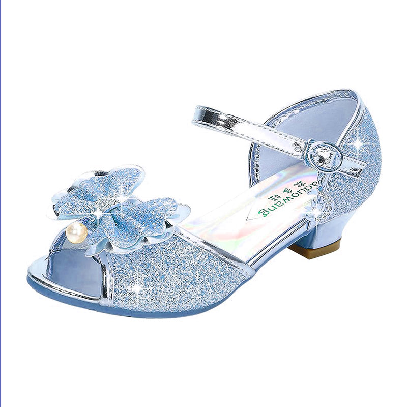 Princess Heeled Sandals for Girls - Glitter & Buckle Design
