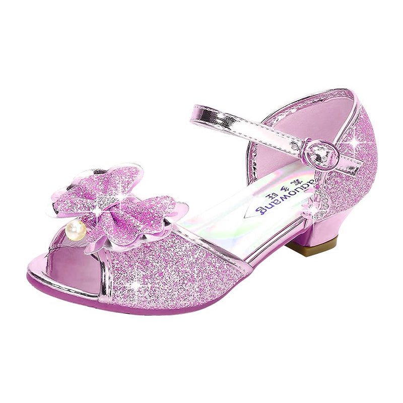Princess Heeled Sandals for Girls - Glitter & Buckle Design