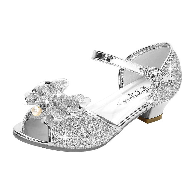 Princess Heeled Sandals for Girls - Glitter & Buckle Design