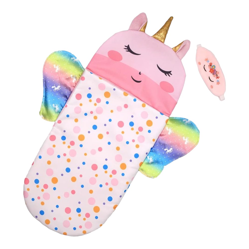 Soft Cotton Doll Sleeping Bag With Unicorn Print for 10-15” Dolls