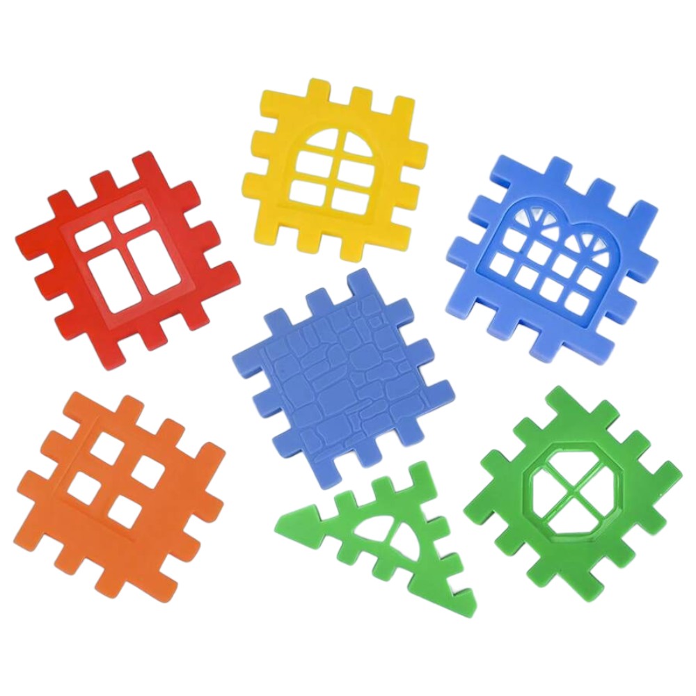 Interlocking Waffle Blocks Stackable Montessori Construction Toy