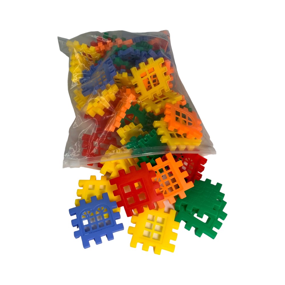 Interlocking Waffle Blocks Stackable Montessori Construction Toy