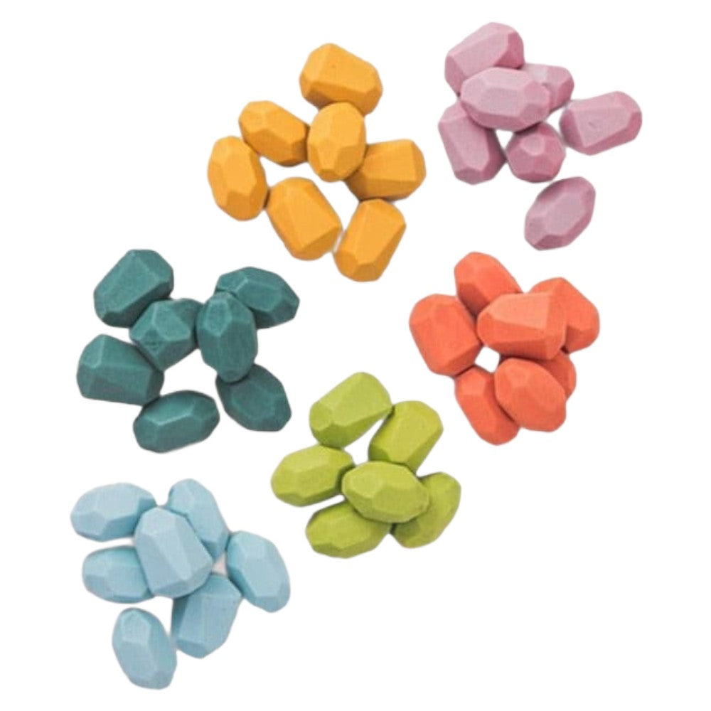 Rainbow Stacking Wooden Stones - Montessori Balance Blocks